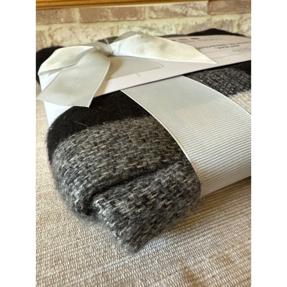 Three Dots Cashmere Blend Wrap Shawl One Size Black White Plaid - Picture 5 of 13